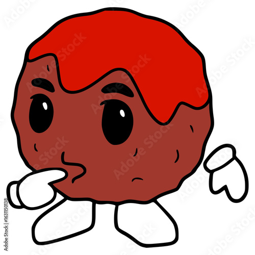 meatball character illustration hand drawn isolated vector