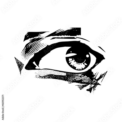 Vector Intense stylized eye with dramatic lashes.