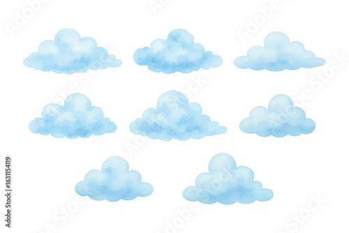 watercolor soft blue clouds bundle