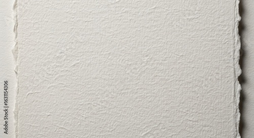 Textured Off-White Handmade Paper with Deckled Edge and Subtle Wrinkles