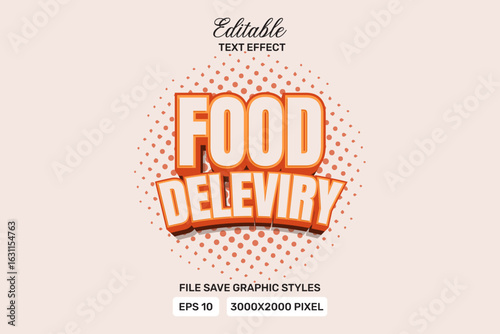 Vector Text Effect editable food delivery  premium Template.