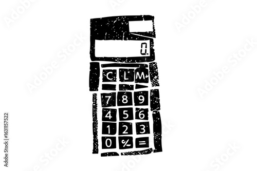 Vector Black vector of a vintage calculator with numeric keypad.