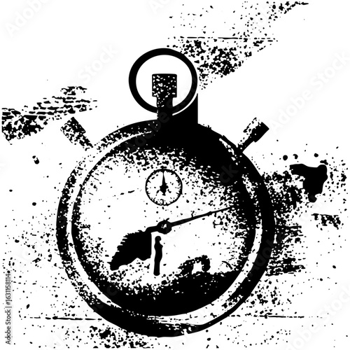 Vector Distressed stopwatch displays the passage of time.
