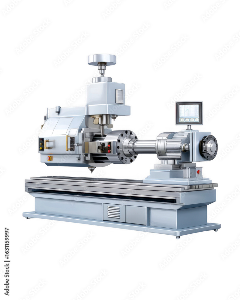 Fototapeta premium Industrial Precision: A close-up studio shot showcases a modern, precision milling machine. It stands as a testament to industrial advancements. 