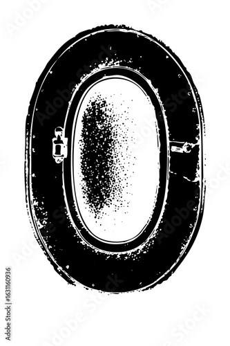 Vector Distressed oval frame with central texture.