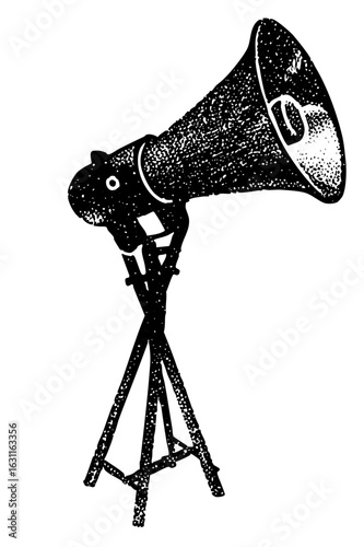 Vector Vintage megaphone on tripod stand
