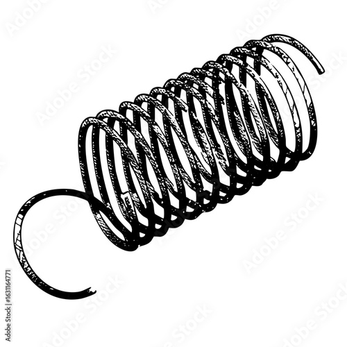 Vector Detailed of a coiled metal spring.