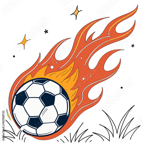 Fire isolated soccer ball