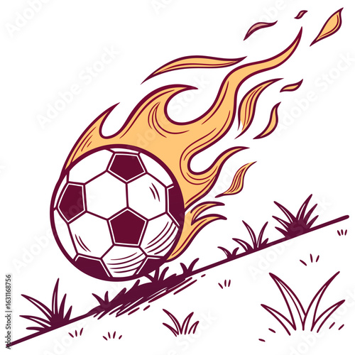 Fire isolated soccer ball