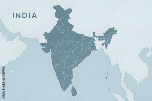 Map of India with State Borders