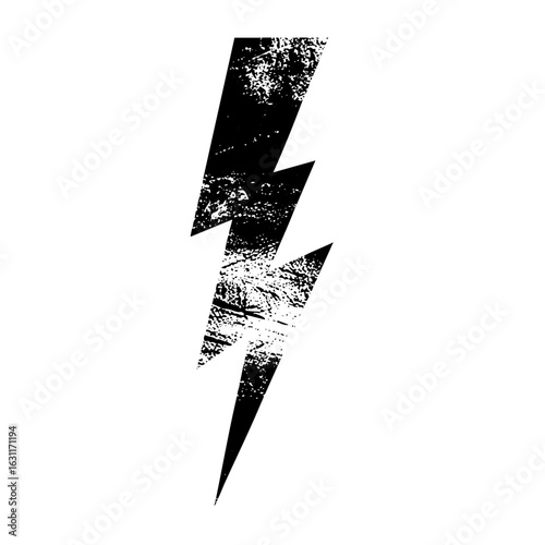 Vector Distressed black lightning bolt .