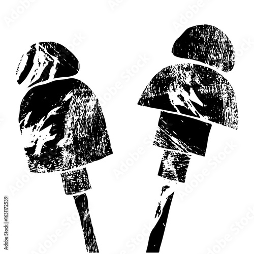 Vector Abstract figures of two people facing each other in a minimalist style.