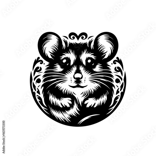 Adorable mouse portrait isolated on white background, a cute animal illustration