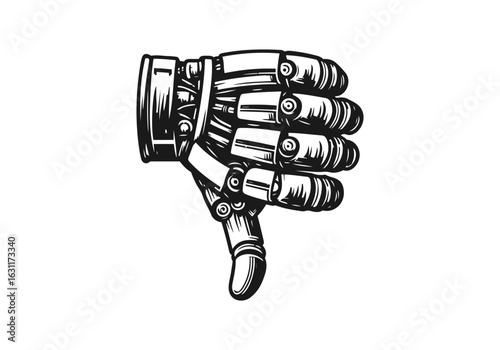 Thumbs down hand gesture hand drawn vector illustration