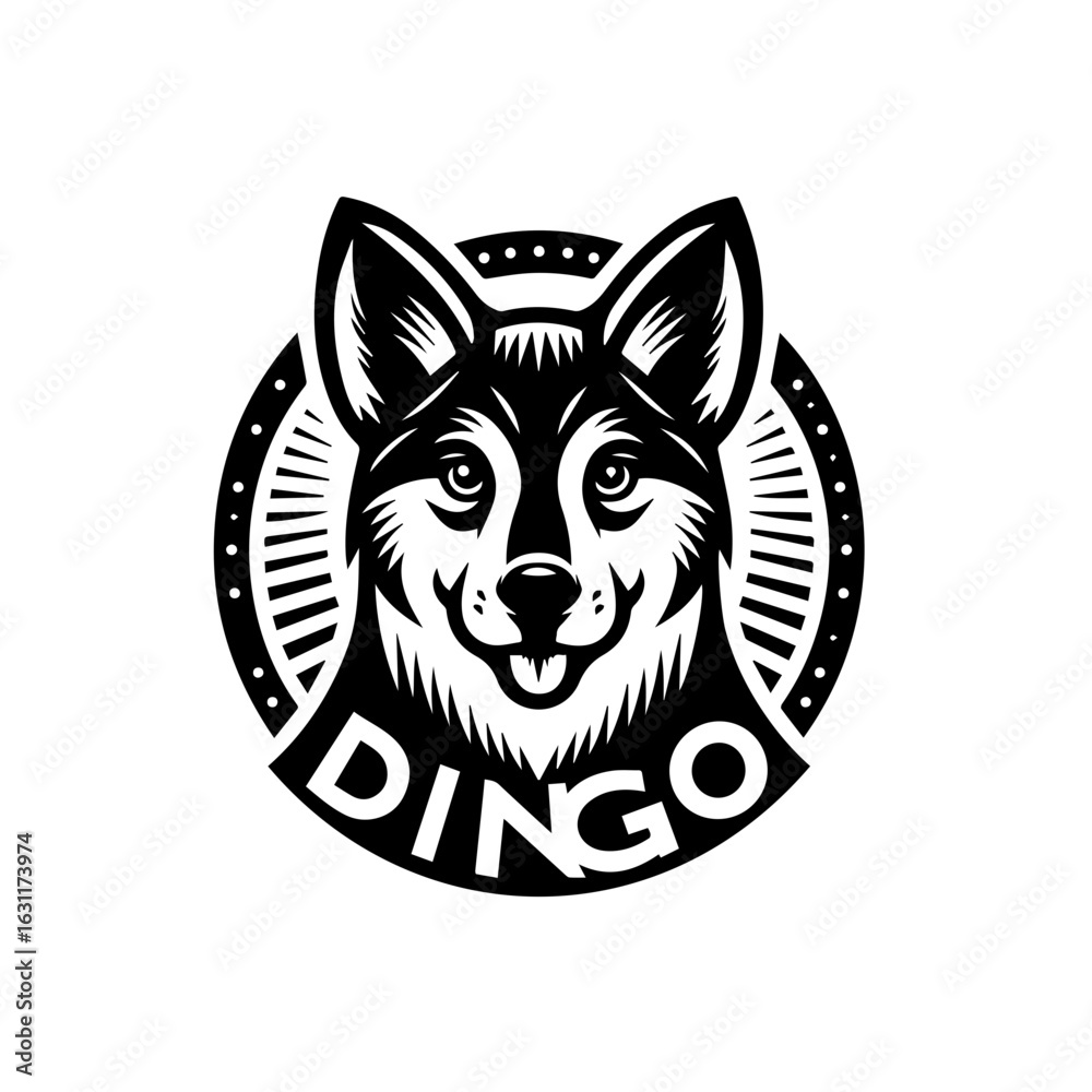 Fototapeta premium Illustration of a dingo head with the word dingo isolated on white background