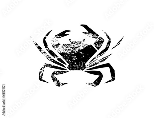 Vector Detailed black crab with prominent claws.