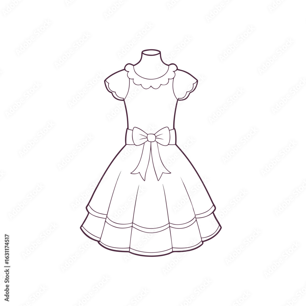 Fototapeta premium Girls’ Frock Silhouette Drawing
