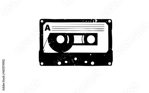 Vector Black and white of a vintage audio cassette tape.