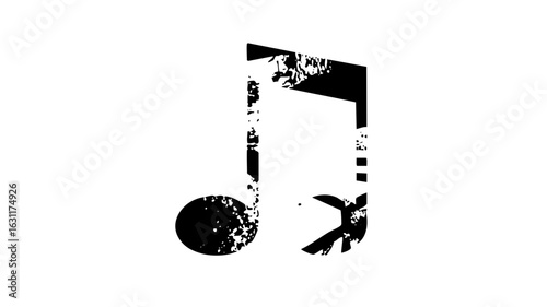 Vector Distressed musical note with textured details.