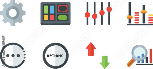 Technology icons set flat style