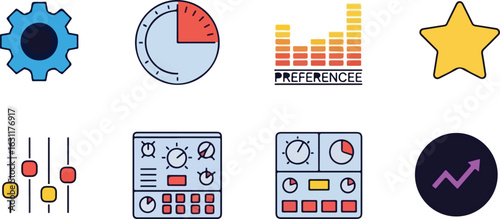 Technology icons settings and preferences