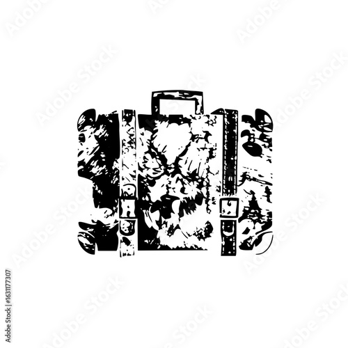 Vector Vintage suitcase with distressed texture.