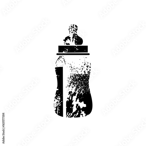 Vector Distressed baby bottle with a grunge texture.