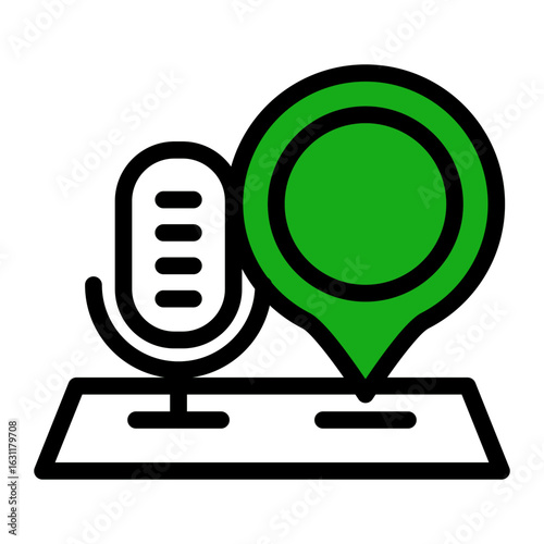 Geotagged Podcast Pointer Icon from Podcast Collection (Outline Color Lineal Style)