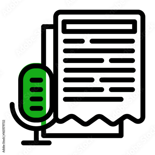 Podcast Transcript Document Icon from Podcast Collection (Outline Color Lineal Style)