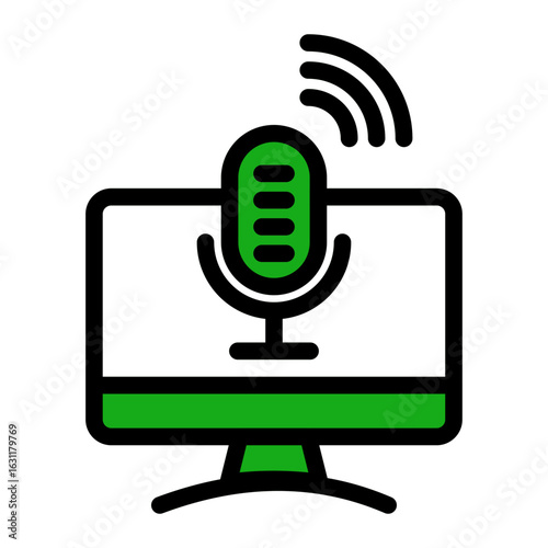 Digital Podcast Studio Icon from Podcast Collection (Outline Color Lineal Style)