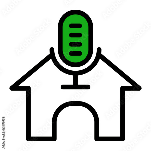Podcast Production Home Icon from Podcast Collection (Outline Color Lineal Style)