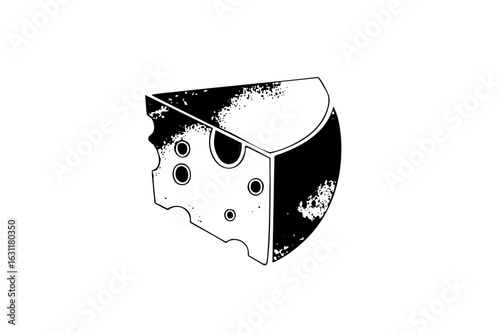 Vector Minimalist cheese wedge with holes