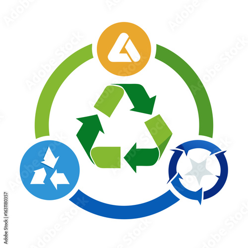 green recycle symbol emphasizing recyclable material