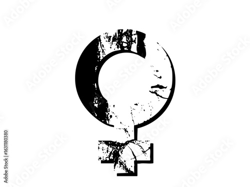 Vector Distressed female symbol with a grunge texture.