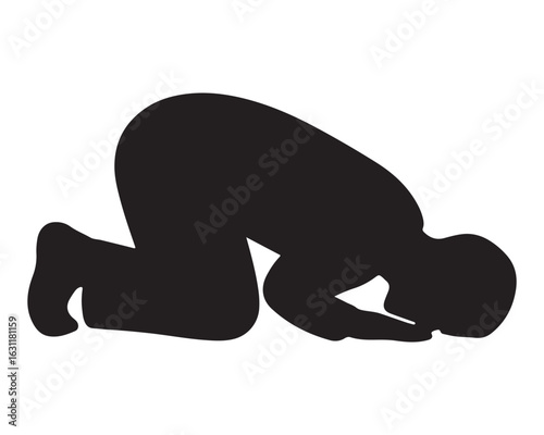 Serene Silhouette of a Person in Humble Prayer ,Spiritual Mood