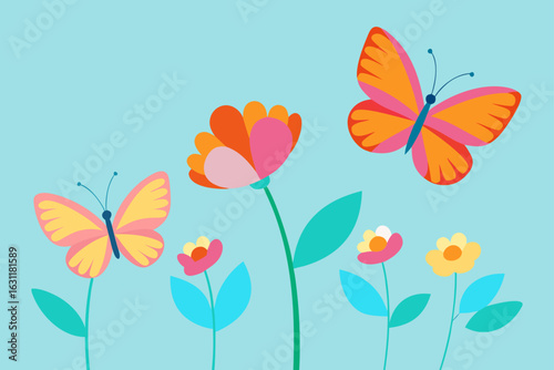 butterflies fluttering over summer flowers