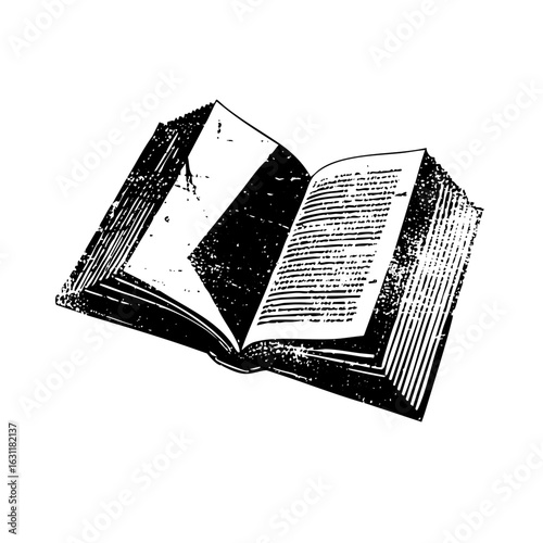 Vector Detailed of an open book with textured pages.