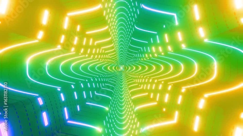 Abstract Neon LightsTunnel VJ Motion Background