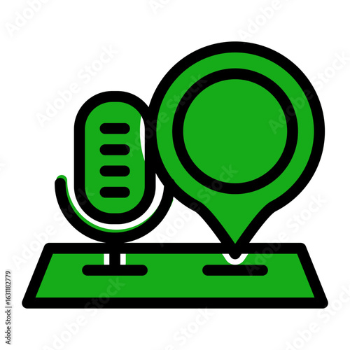 Geotagged Podcast Pointer Icon from Podcast Collection (Solid Color Lineal Style)