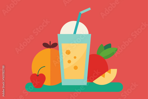 fruit smoothie with fresh ingredients on table healthy refreshment