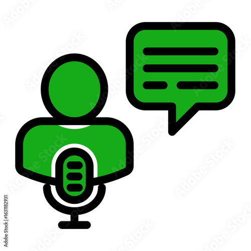 Voice Conversation Bubble Icon from Podcast Collection (Solid Color Lineal Style)