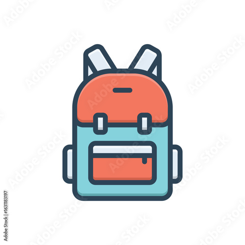 Color illustration icon for backpack