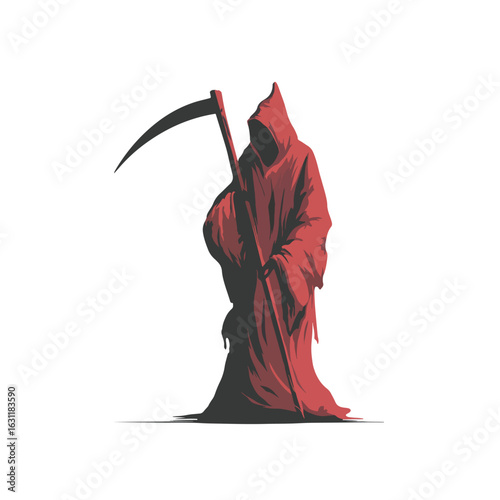 grim reaper isolated in White Background, grim reaper vector, Flat lay vector illustration