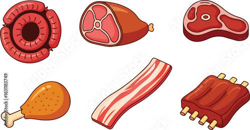 Various meat cuts illustration