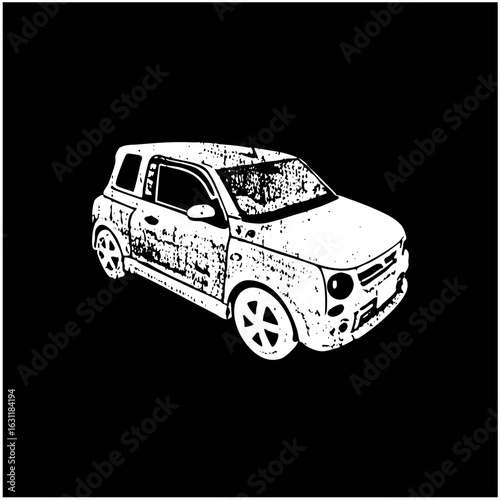 Vector Stylized vehicle depicts a compact automobile.