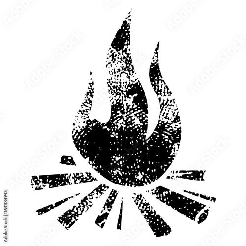 Vector Stylized silhouette above radiating lines representing spiritual fire.