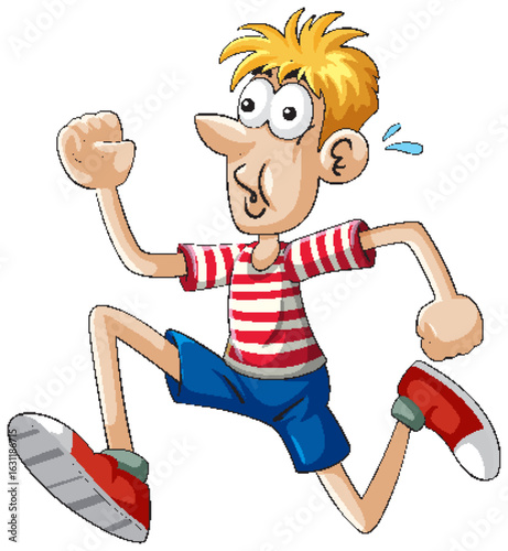 Cartoon Character Running with Determination