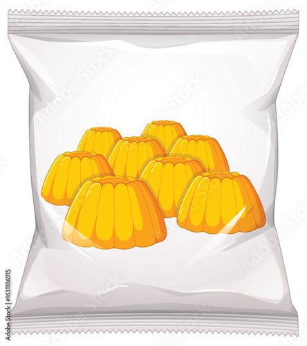 Packaged Orange Jelly Desserts in Clear Plastic Wrapper
