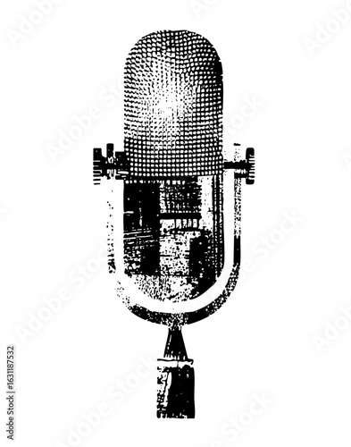 Vector Vintage microphone with textured details.