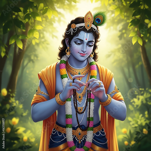 A serene Lord Krishna stand...
